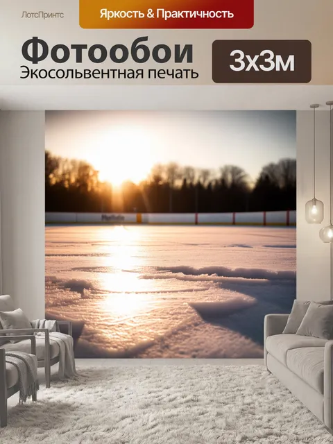 Фотообои закат над хоккейной площадкой