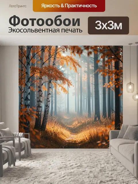 Фотообои Осенний лес в тумане
