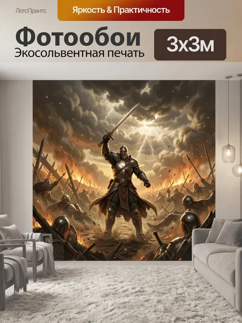 Фотообои Рыцарь с мечом на поле боя