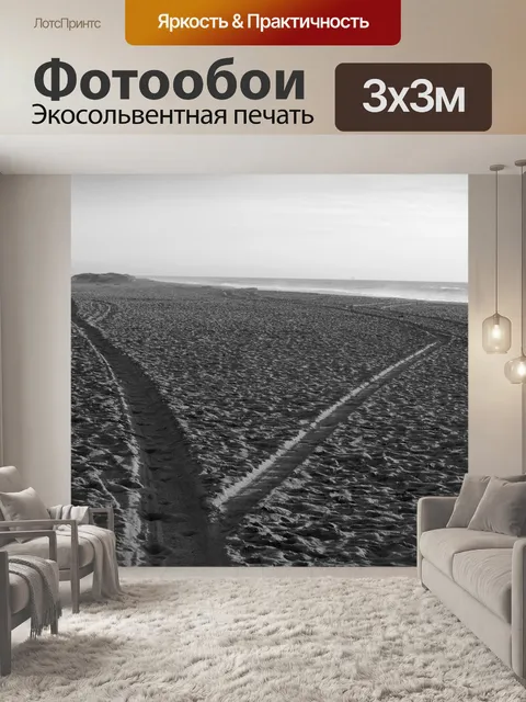 Фотообои Черно-белые Пути на песке