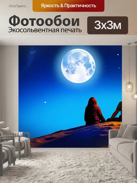 Фотообои пара, мечтающая о будущем под луной