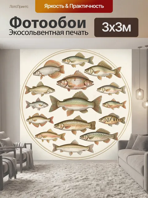 Фотообои Рыбы в круглом медальоне