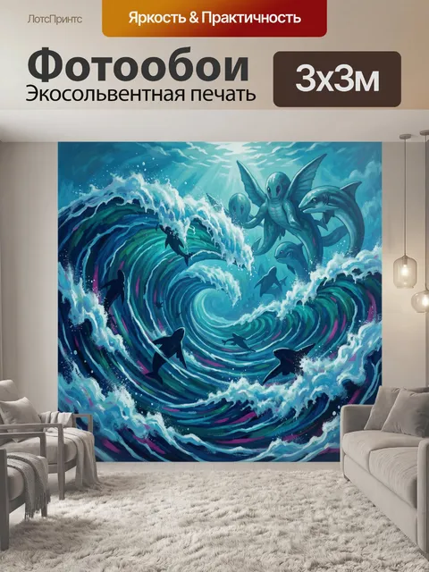Фотообои Дельфины в бирюзовом океане