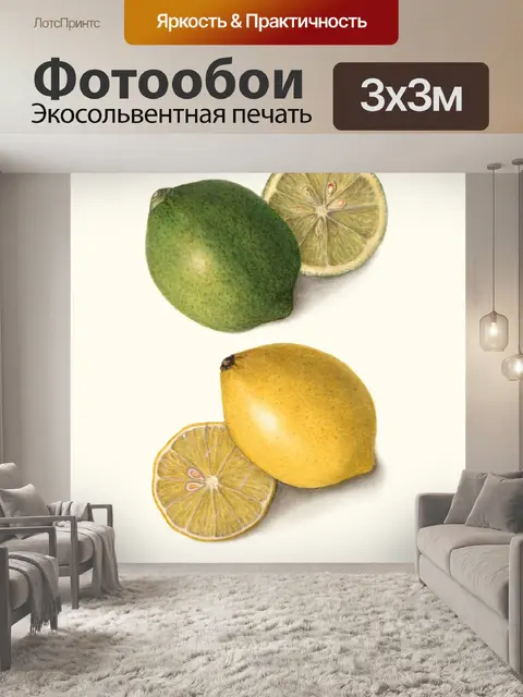 Фотообои Лимон Лайм Цитрусовый Винтаж