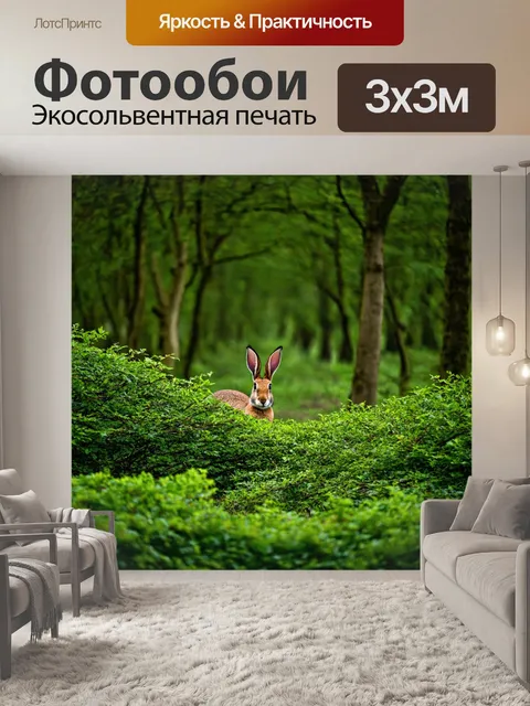 Фотообои заросли, в которых прячутся зайцы, ощущение умиротворенности