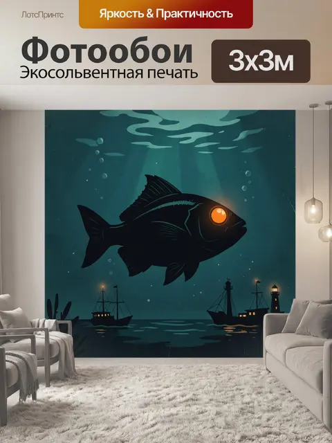 Фотообои Подводная рыба с фонарями