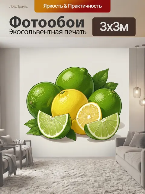 Фотообои Лаймы, лимоны и дольки цитрусов
