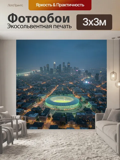 Фотообои Ночной город со стадионом