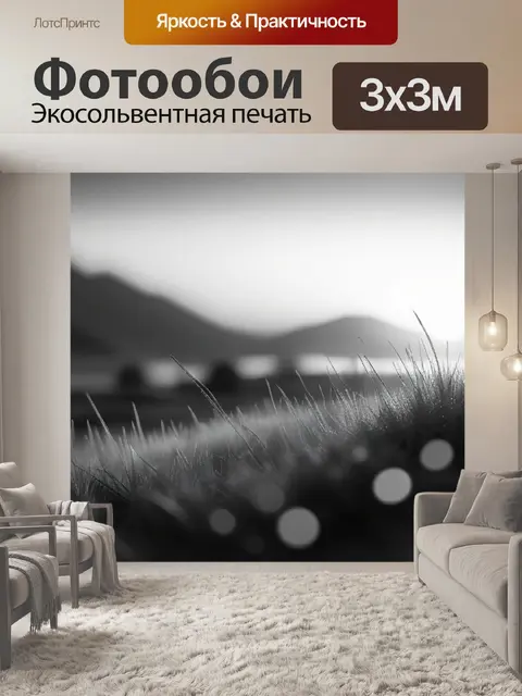 Фотообои рисовать пейзаж с закатом чернобелый