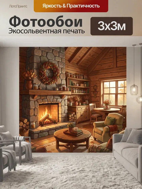 Фотообои Уютная гостиная с камином