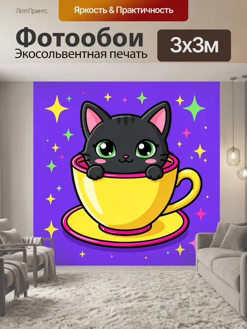 Фотообои Милый котенок в чашке