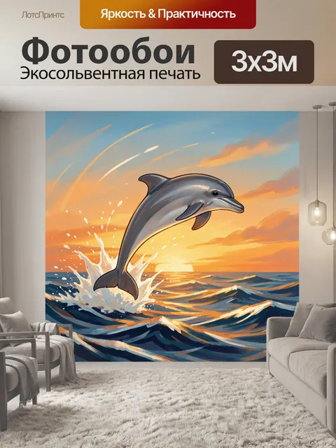 Фотообои Дельфин над морскими волнами