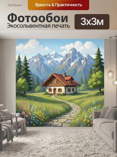Фотообои Уютный дом в горах