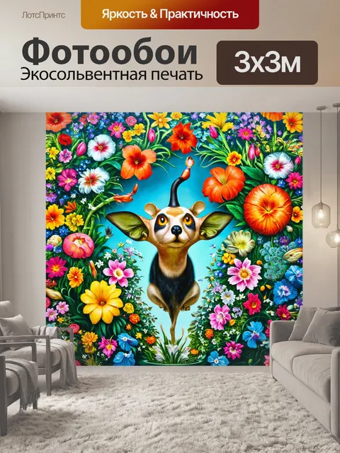 Фотообои цветы в стиле сальвадор дали с неожиданными комбинациями цветов и животных, добавляющими элемент сюрреализма