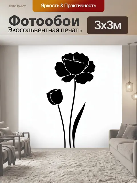 Фотообои Черный мак с бутоном