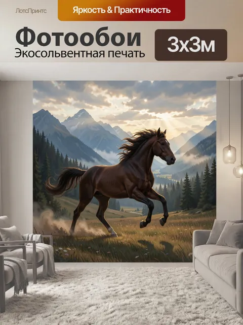 Фотообои Грациозный конь в горах