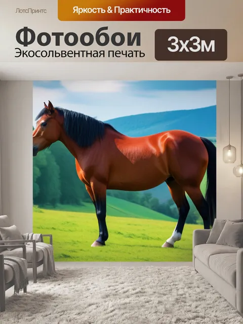 Фотообои пейзаж с изображением лошади вдохновляющий