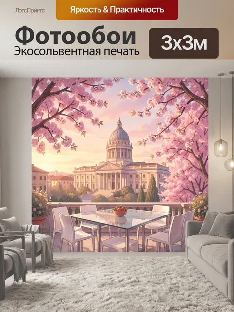 Фотообои Весенний дворик с собором