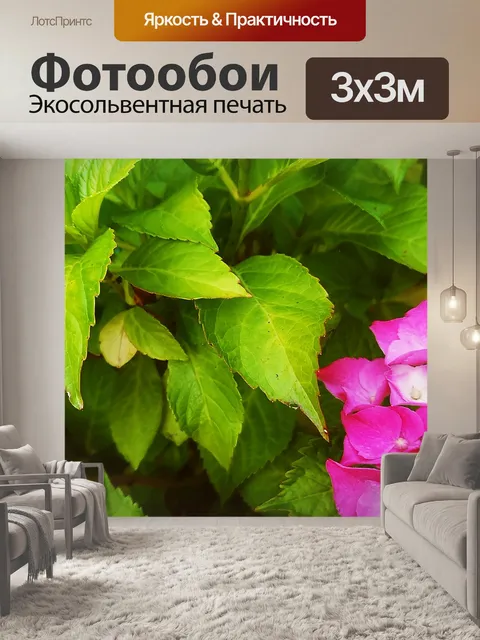 Фотообои зеленый розовый 11