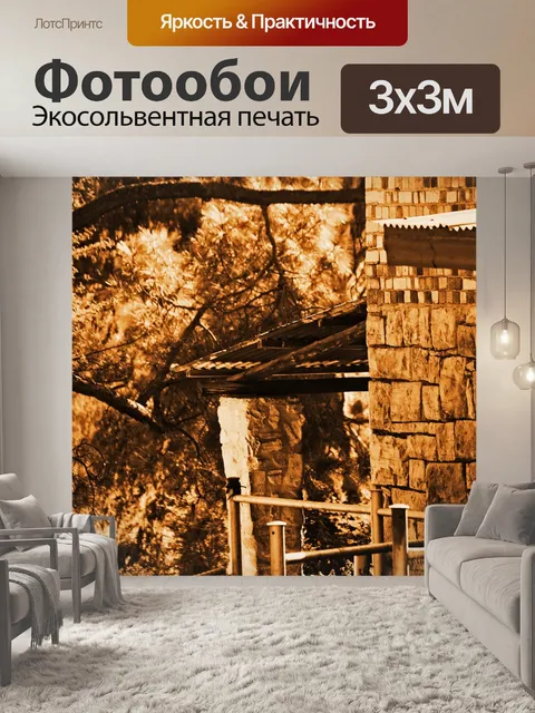 Фотообои хозяйственные постройки в сепии