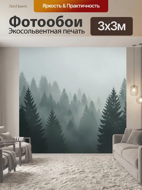 Фотообои Туманный еловый лес