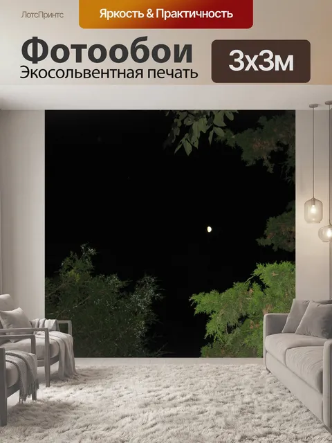 Фотообои Луна и деревья
