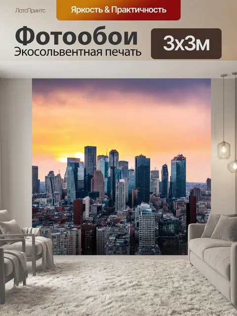 Фотообои городская панорама на закате