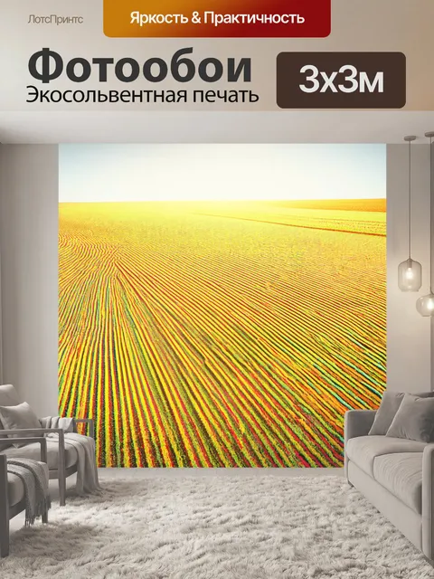 Фотообои поле, исполненное ярких полос, мерцающих под солнечным светом и создающих уникальный визуальный эффект