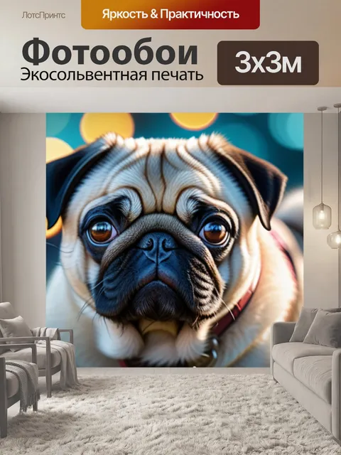 Фотообои с мопсом