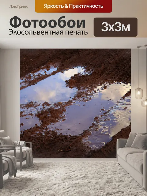 Фотообои Небо и облака в луже грязи