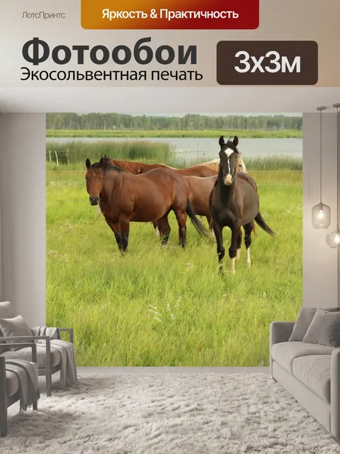 Фотообои Стадо лошадей Ферма Луг