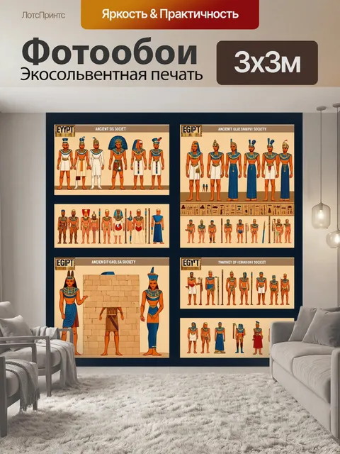 Фотообои египет в стиле инфографический рисунок, показывающие различные классы общества в древнем египте