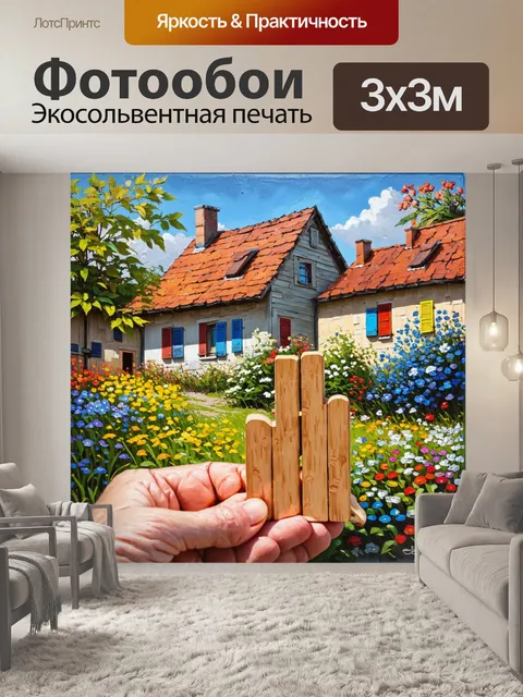 Фотообои уютное украинское село, где рука, сделанная из дерева, символизирует единство народа и мир