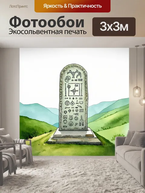 Фотообои стела с изображением древних символов