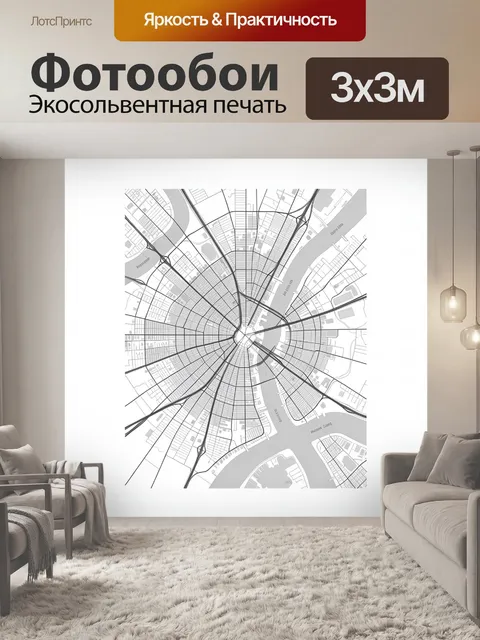 Фотообои Схематичная карта города с рекой