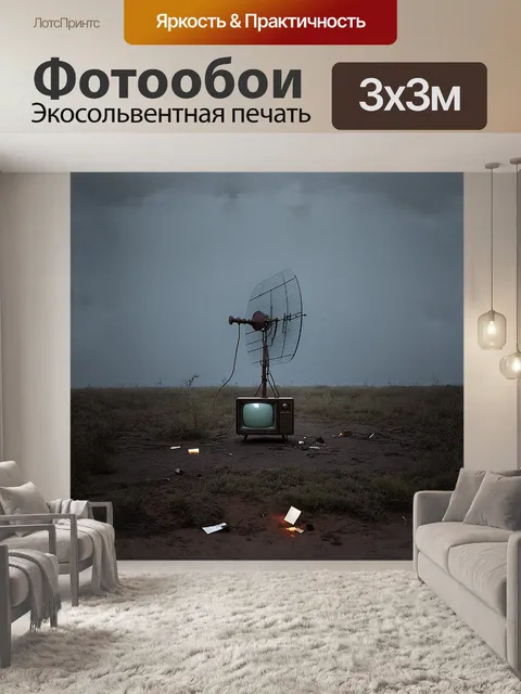 Фотообои огромная антенна пронзает серое небо над уединенной местностью
