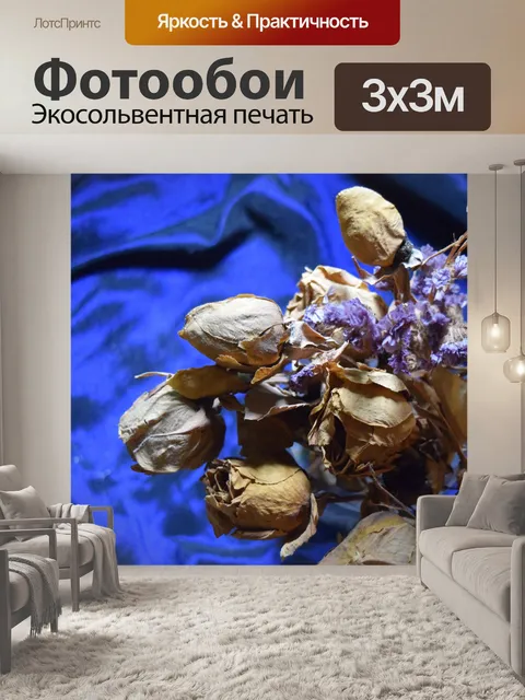 Фотообои Старые сушеные розы на голубой