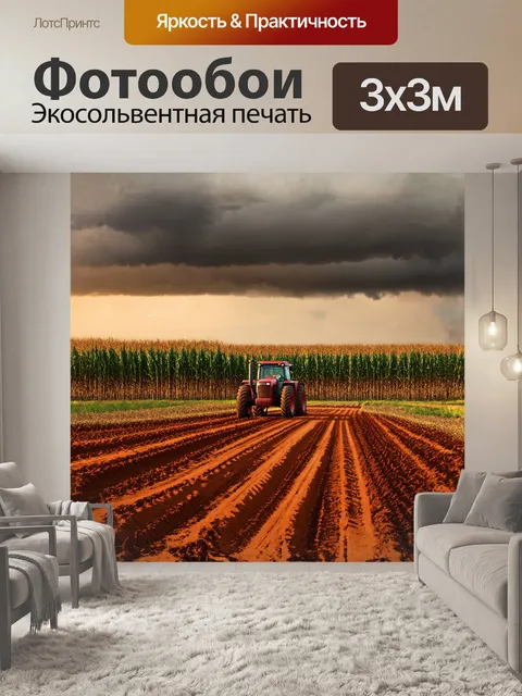 Фотообои на грязной дороге из красной глины виднеются следы колес