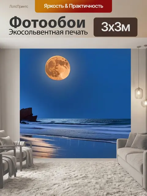 Фотообои романтическая прогулка по пляжу при луне