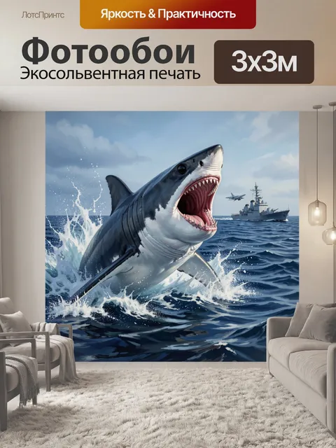 Фотообои Акула у военного корабля