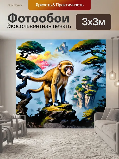 Фотообои на фоне красочных туманов и изогнутых сосен чжанцзяцзе