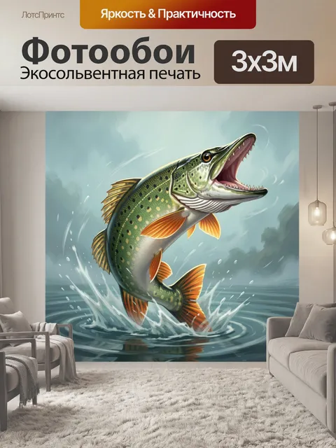 Фотообои Прыгающая щука в воде