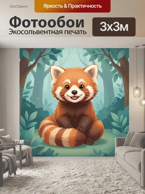 Фотообои Милый красный панда в лесу