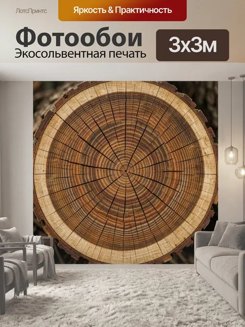 Фотообои Срез древесного ствола с трещинами
