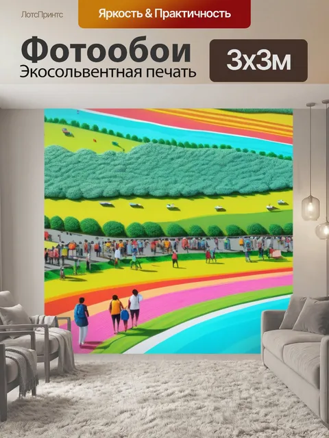 Фотообои пейзаж с людьми лето разноцветный