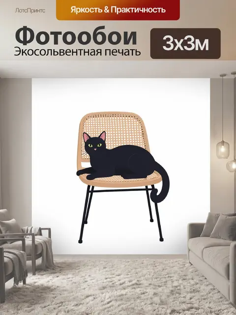 Фотообои Черная кошка на стуле