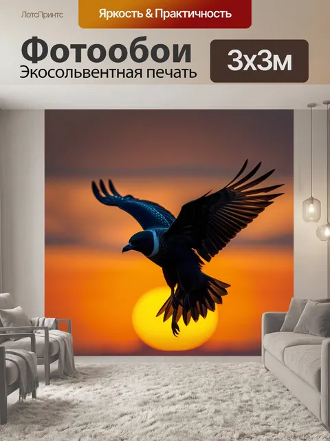 Фотообои птицы в полете на фоне заката