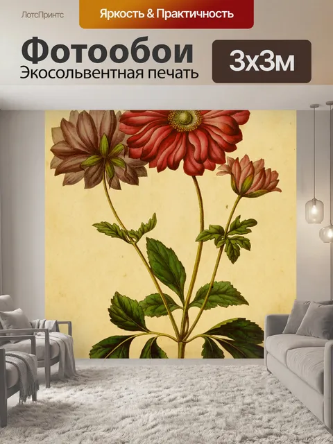 Фотообои Винтажный цветок ветреница японская
