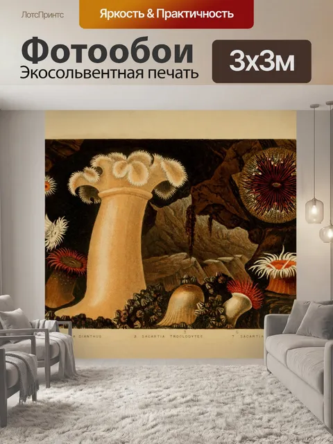 Фотообои Кораллы, морские анемоны, винтажное иску
