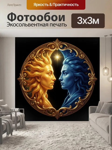 Фотообои Солнце и Луна в профиле